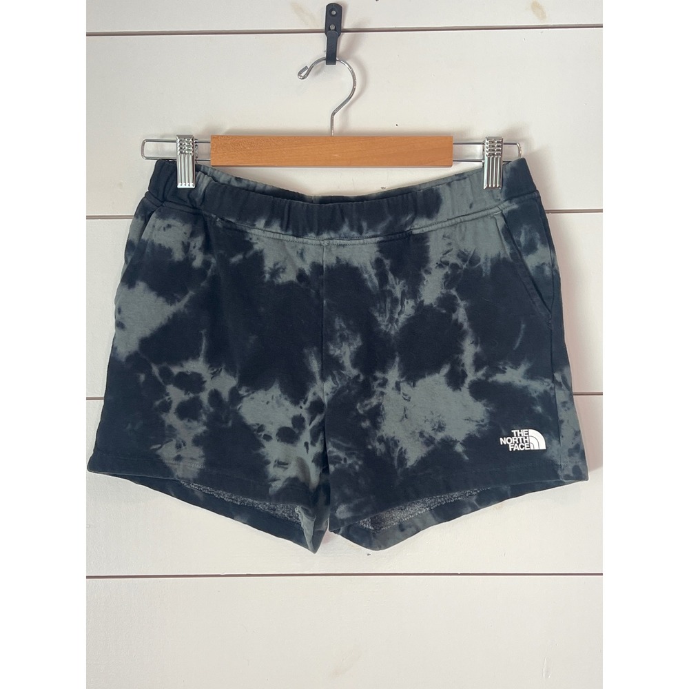 The North Face Girls Black Grey Tie Dye Fleece Shorts Size Large 14/16 gorpcore